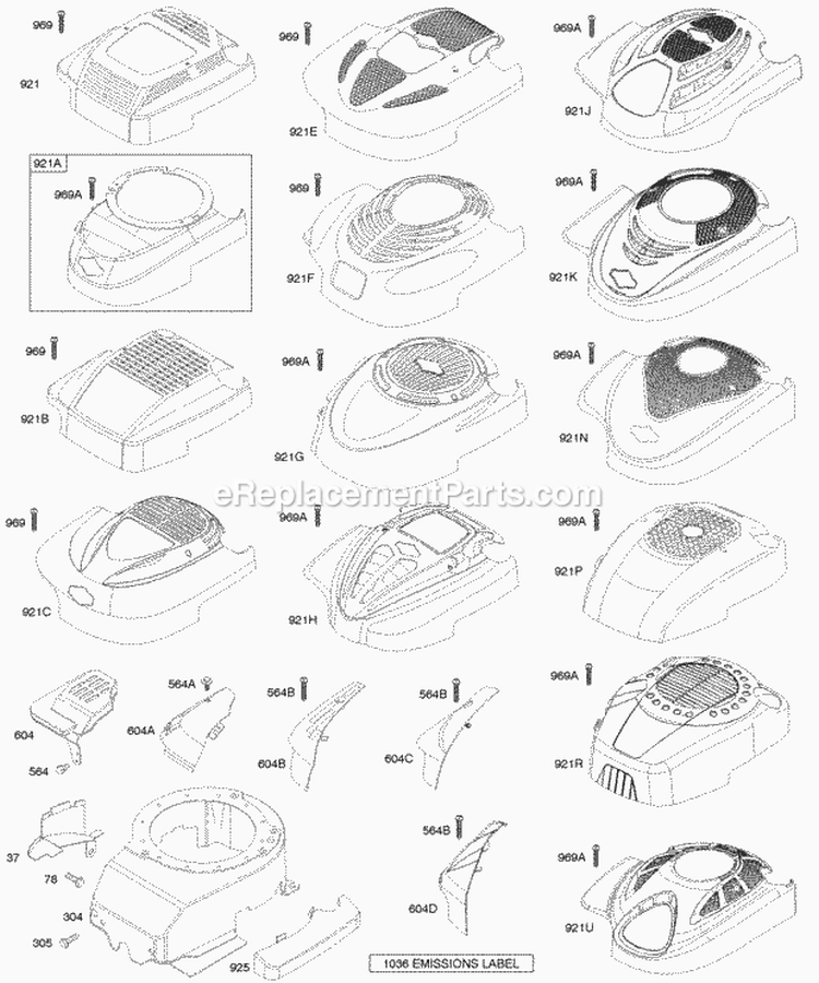 Blower HousingShrouds Diagram and Parts List for 12H812-2320-B1  Briggs and Stratton Engine